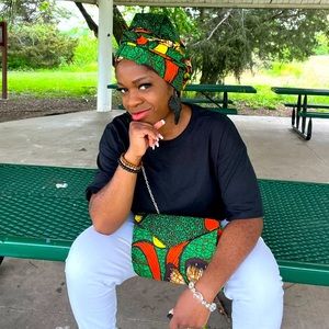 Ankara Head wrap and Clutch Matching Set